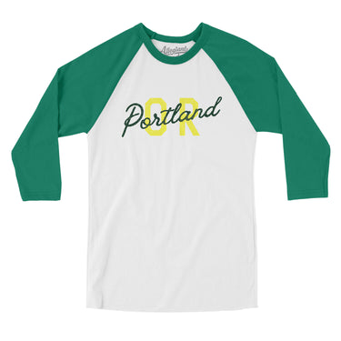 Portland Or Overprinted Men/Unisex Raglan 3/4 Sleeve T-Shirt-Allegiant Goods Co. Vintage Sports Apparel