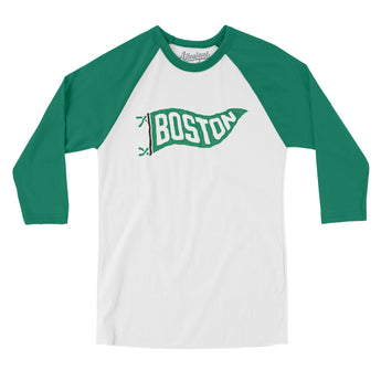 Boston Pennant Men/Unisex Raglan 3/4 Sleeve T-Shirt-Allegiant Goods Co. Vintage Sports Apparel
