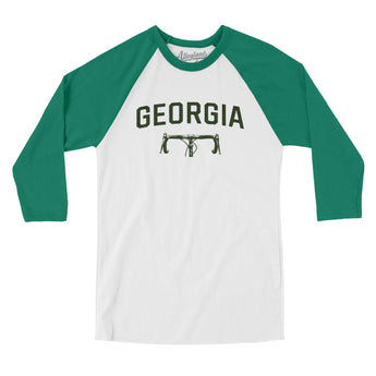 Georgia Cycling Men/Unisex Raglan 3/4 Sleeve T-Shirt-White with Kelly-Allegiant Goods Co. Vintage Sports Apparel