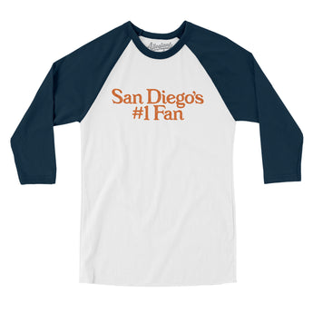 San Diego's Number 1 Fan Men/Unisex Raglan 3/4 Sleeve T-Shirt-Allegiant Goods Co. Vintage Sports Apparel