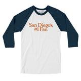 San Diego's Number 1 Fan Men/Unisex Raglan 3/4 Sleeve T-Shirt-Allegiant Goods Co. Vintage Sports Apparel