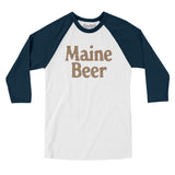 Maine Beer Men/Unisex Raglan 3/4 Sleeve T-Shirt-White with Navy-Allegiant Goods Co. Vintage Sports Apparel
