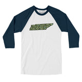 Tennessee Golf Course Map Men/Unisex Raglan 3/4 Sleeve T-Shirt-White with Navy-Allegiant Goods Co. Vintage Sports Apparel