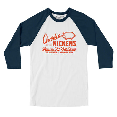 Charlie Nickens Famous Pit Barbecue Nashville in White with Navy Color