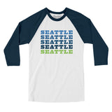 Seattle Repeat Men/Unisex Raglan 3/4 Sleeve T-Shirt-Allegiant Goods Co. Vintage Sports Apparel