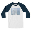 Nashville Repeat Men/Unisex Raglan 3/4 Sleeve T-Shirt-White with Navy-Allegiant Goods Co. Vintage Sports Apparel