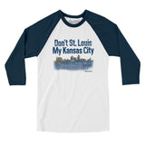 Don't St. Louis My Kansas City Men/Unisex Raglan 3/4 Sleeve T-Shirt-White with Navy-Allegiant Goods Co. Vintage Sports Apparel