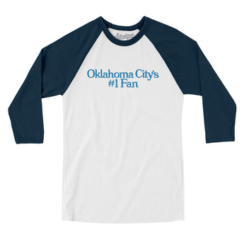 Oklahoma City's Number 1 Fan Men/Unisex Raglan 3/4 Sleeve T-Shirt-Allegiant Goods Co. Vintage Sports Apparel