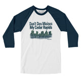 Don't Des Moines My Cedar Rapids Men/Unisex Raglan 3/4 Sleeve T-Shirt-White with Navy-Allegiant Goods Co. Vintage Sports Apparel