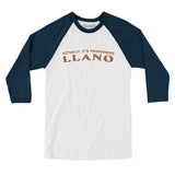 Actually It's Pronounced Llano Men/Unisex Raglan 3/4 Sleeve T-Shirt-White with Navy-Allegiant Goods Co. Vintage Sports Apparel