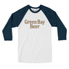 Green Bay Beer Men/Unisex Raglan 3/4 Sleeve T-Shirt-White with Navy-Allegiant Goods Co. Vintage Sports Apparel