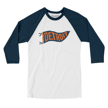 Detroit Pennant Men/Unisex Raglan 3/4 Sleeve T-Shirt-Allegiant Goods Co. Vintage Sports Apparel