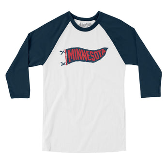 Minnesota Pennant Men/Unisex Raglan 3/4 Sleeve T-Shirt-Allegiant Goods Co. Vintage Sports Apparel