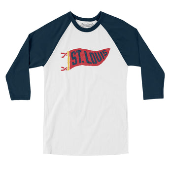 St Louis Pennant Men/Unisex Raglan 3/4 Sleeve T-Shirt-Allegiant Goods Co. Vintage Sports Apparel