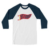 St Louis Pennant Men/Unisex Raglan 3/4 Sleeve T-Shirt-White with Navy-Allegiant Goods Co. Vintage Sports Apparel
