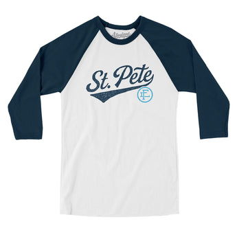 St Pete Vintage Script Men/Unisex Raglan 3/4 Sleeve T-Shirt-Allegiant Goods Co. Vintage Sports Apparel