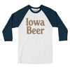 Iowa Beer Men/Unisex Raglan 3/4 Sleeve T-Shirt-White with Navy-Allegiant Goods Co. Vintage Sports Apparel