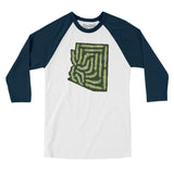 Arizona Golf Course Men/Unisex Raglan 3/4 Sleeve T-Shirt-White with Navy-Allegiant Goods Co. Vintage Sports Apparel