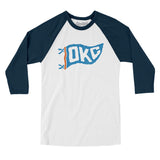 Okc Pennant Men/Unisex Raglan 3/4 Sleeve T-Shirt-Allegiant Goods Co. Vintage Sports Apparel