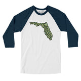 Florida Golf Course Men/Unisex Raglan 3/4 Sleeve T-Shirt-White with Navy-Allegiant Goods Co. Vintage Sports Apparel