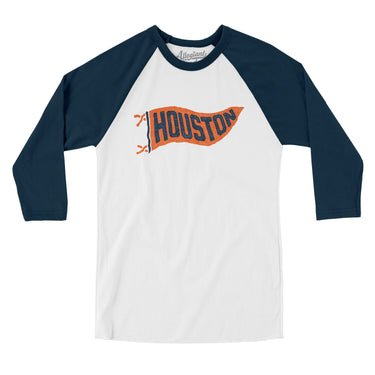 Houston Pennant Men/Unisex Raglan 3/4 Sleeve T-Shirt-Allegiant Goods Co. Vintage Sports Apparel