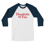 Houston's Number 1 Fan Men/Unisex Raglan 3/4 Sleeve T-Shirt-Allegiant Goods Co. Vintage Sports Apparel