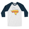 Houston Baseball Men/Unisex Raglan 3/4 Sleeve T-Shirt-White with Navy-Allegiant Goods Co. Vintage Sports Apparel