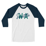 Seattle Wa Overprinted Men/Unisex Raglan 3/4 Sleeve T-Shirt-Allegiant Goods Co. Vintage Sports Apparel