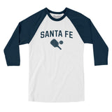 Santa Fe Pickleball Men/Unisex Raglan 3/4 Sleeve T-Shirt-White with Navy-Allegiant Goods Co. Vintage Sports Apparel