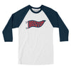Boston Pennant Men/Unisex Raglan 3/4 Sleeve T-Shirt-White with Navy-Allegiant Goods Co. Vintage Sports Apparel
