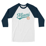 Miami Vintage Script Men/Unisex Raglan 3/4 Sleeve T-Shirt-Allegiant Goods Co. Vintage Sports Apparel