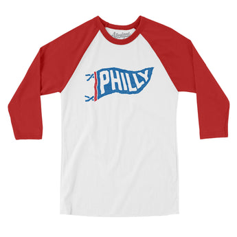 Philly Pennant Men/Unisex Raglan 3/4 Sleeve T-Shirt-Allegiant Goods Co. Vintage Sports Apparel