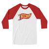 Kcmo Pennant Men/Unisex Raglan 3/4 Sleeve T-Shirt-White with Red-Allegiant Goods Co. Vintage Sports Apparel