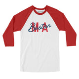 Boston Ma Overprint Overprinted Men/Unisex Raglan 3/4 Sleeve T-Shirt-Allegiant Goods Co. Vintage Sports Apparel