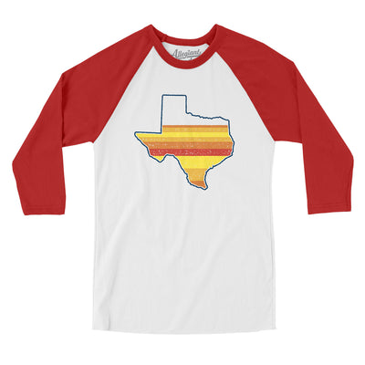 Houston Baseball Men/Unisex Raglan 3/4 Sleeve T-Shirt-White with Red-Allegiant Goods Co. Vintage Sports Apparel