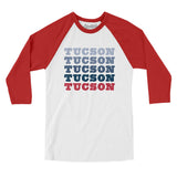 Tucson Repeat Men/Unisex Raglan 3/4 Sleeve T-Shirt-White with Red-Allegiant Goods Co. Vintage Sports Apparel