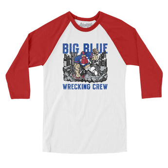 Big Blue Wrecking Crew Men/Unisex Raglan 3/4 Sleeve T-Shirt-Allegiant Goods Co. Vintage Sports Apparel