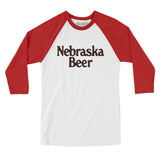 Nebraska Beer Men/Unisex Raglan 3/4 Sleeve T-Shirt-White with Red-Allegiant Goods Co. Vintage Sports Apparel