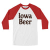 Iowa Beer Men/Unisex Raglan 3/4 Sleeve T-Shirt-White with Red-Allegiant Goods Co. Vintage Sports Apparel