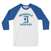 Indianapolis Hoosiers Men/Unisex Raglan 3/4 Sleeve T-Shirt-White with True Royal-Allegiant Goods Co. Vintage Sports Apparel