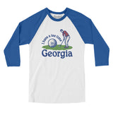 I Have A Tee Time In Georgia Men/Unisex Raglan 3/4 Sleeve T-Shirt-White with True Royal-Allegiant Goods Co. Vintage Sports Apparel