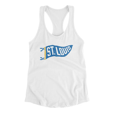 St Louis Pennant Women's Racerback Tank-White-Allegiant Goods Co. Vintage Sports Apparel