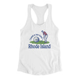 I Have A Tee Time In Rhode Island Women's Racerback Tank-White-Allegiant Goods Co. Vintage Sports Apparel