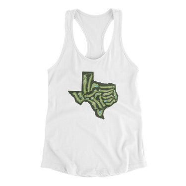 Texas Golf Course Map Women's Racerback Tank-White-Allegiant Goods Co. Vintage Sports Apparel