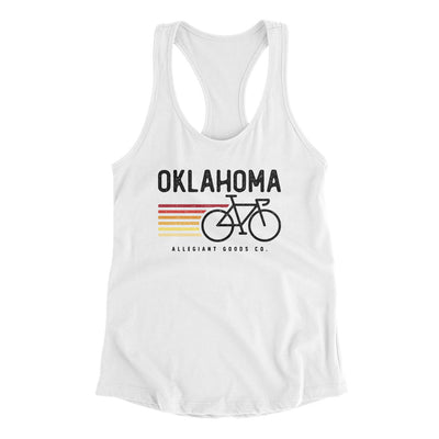 Oklahoma Cycling Women's Racerback Tank-White-Allegiant Goods Co. Vintage Sports Apparel