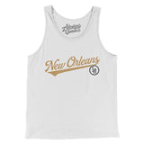 New Orleans Vintage Script Men/Unisex Tank Top-White-Allegiant Goods Co. Vintage Sports Apparel