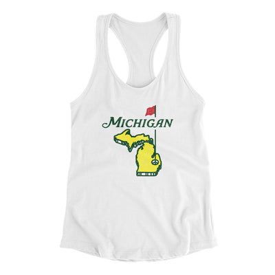 Michigan Golf Women's Racerback Tank-White-Allegiant Goods Co. Vintage Sports Apparel