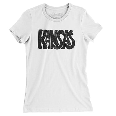 Kansas State Shape Text Women's T-Shirt-White-Allegiant Goods Co. Vintage Sports Apparel