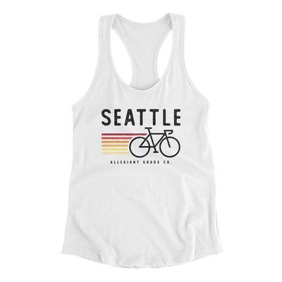 Seattle Cycling Women's Racerback Tank-White-Allegiant Goods Co. Vintage Sports Apparel