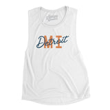 Detroit Mi Overprinted Women's Flowey Scoopneck Muscle Tank-White-Allegiant Goods Co. Vintage Sports Apparel